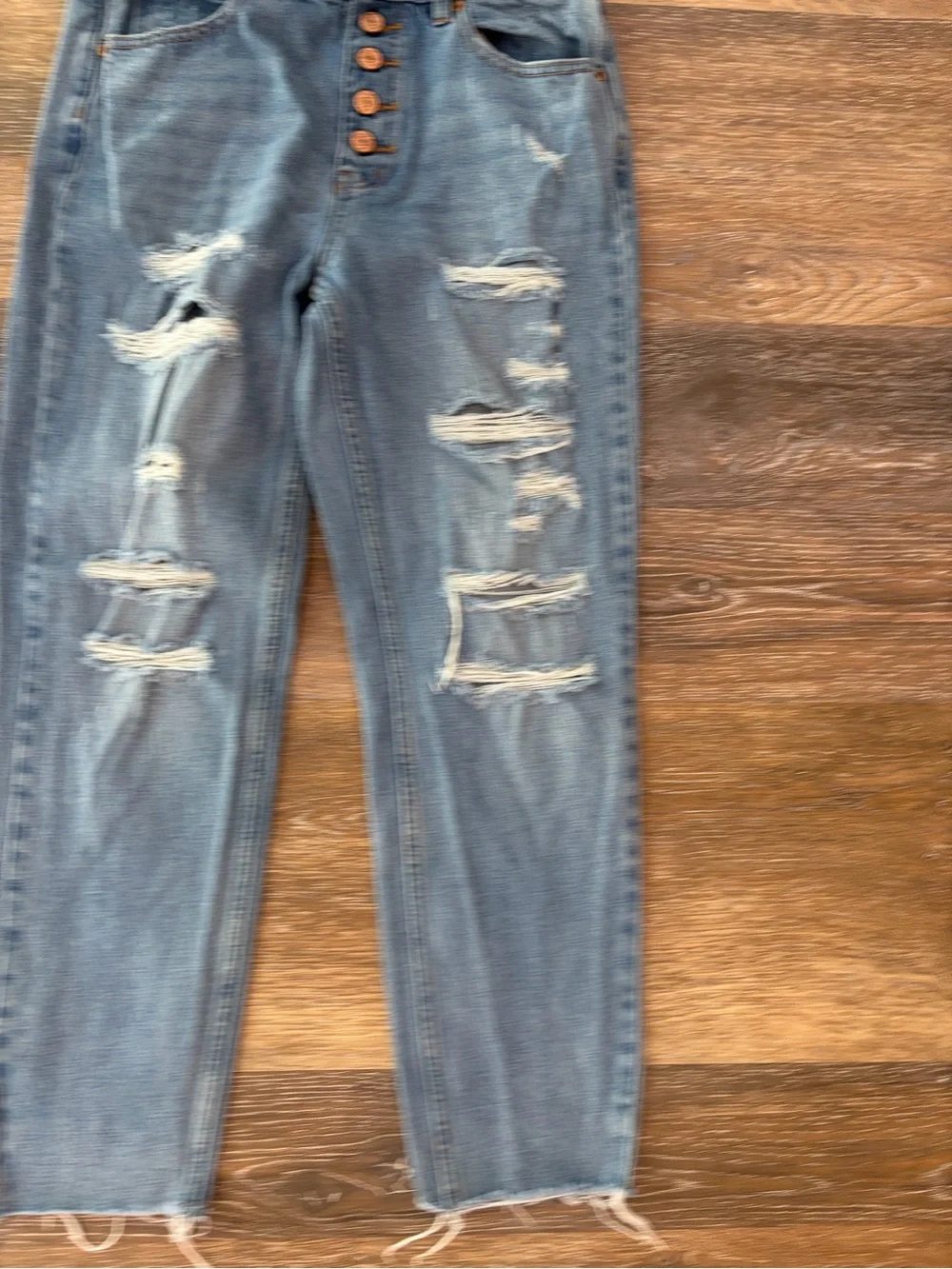 We The Free-Free People Blossom Rigid Crop Skinny Jeans-Distressed-Blue-Size 28